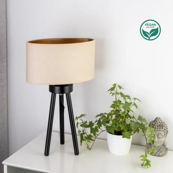 Duolla - Stolná lampa OVAL VEGAN 1xE27/15W/230V pr. 30 cm krémová