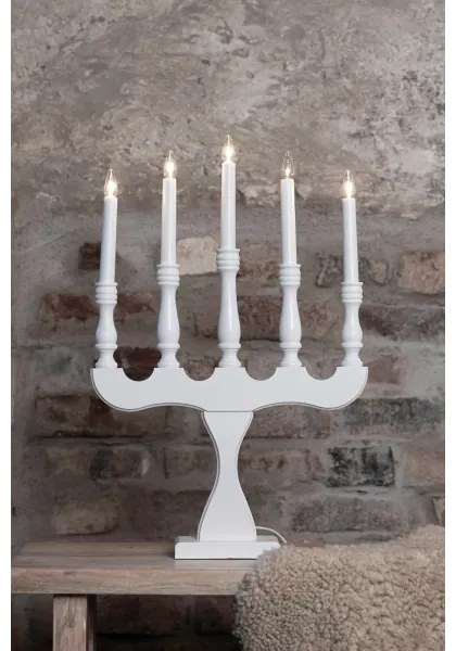 Markslöjd 706278 - Vianočný svietnik SVANEHOLM 5xE10/3W/230V borovica/biela