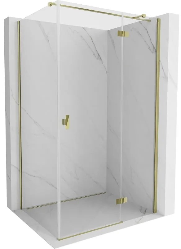 Mexen Mist H T, sprchový kút s výklopnými dverami pravý 75 x 110 cm, číre sklo, zlatá, 8A5T-075-110-50-00-P