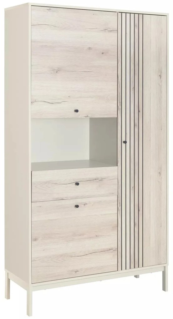 Vitrína Frost 100 cm krémová/alpský dub
