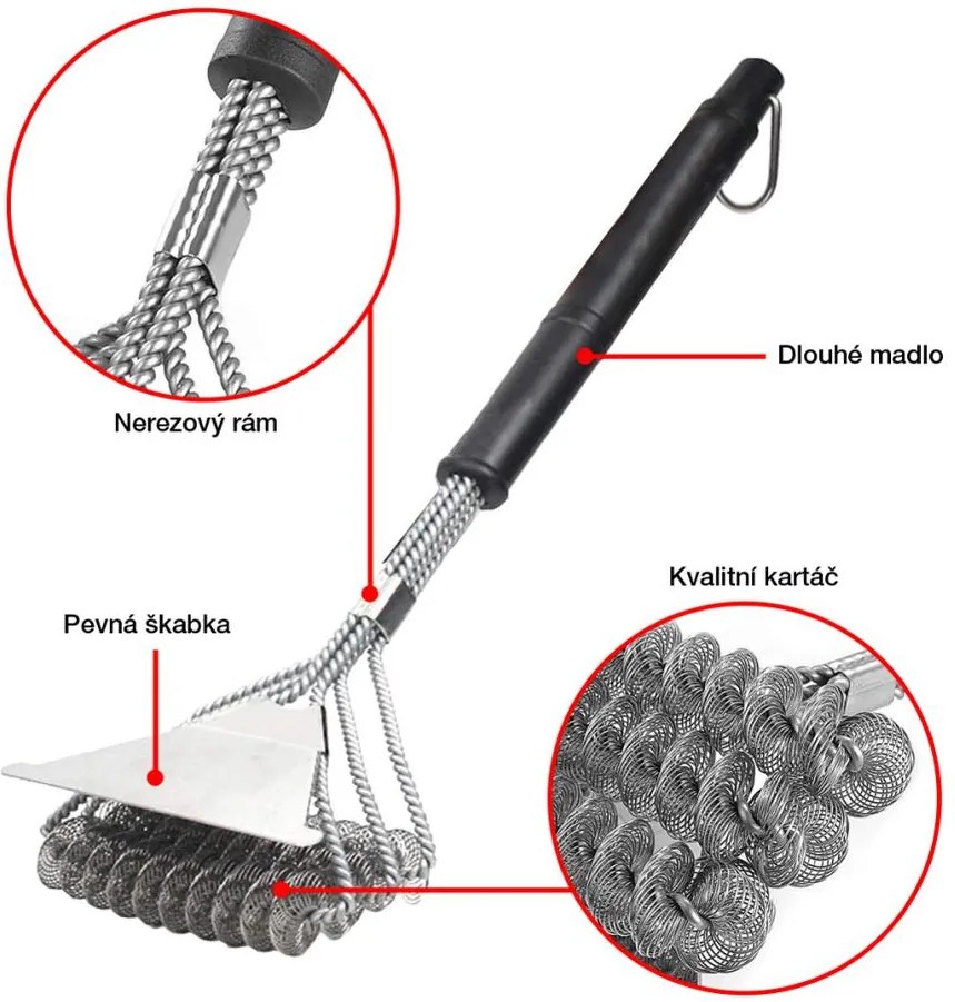 BBQ drôtená kefa na čistenie grilu WELFON