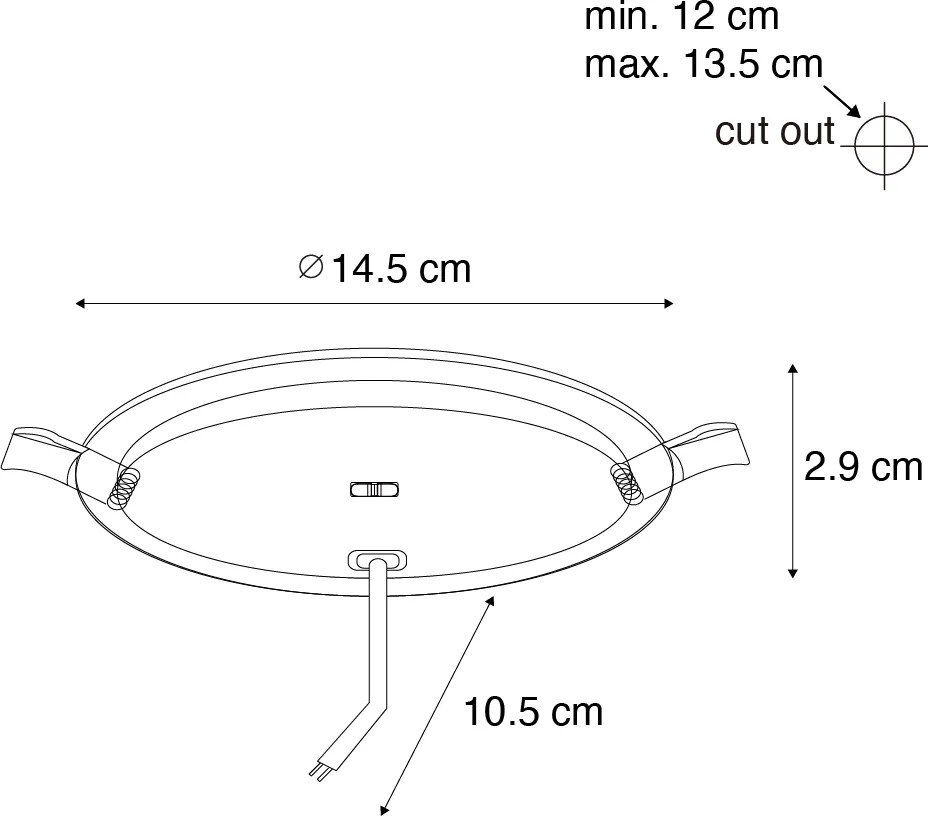 Sada 6 zapustených bodových svetiel biela 14,5 cm vrátane LED nastaviteľných v Kelvinoch s prepínačom Dip - Stephanie