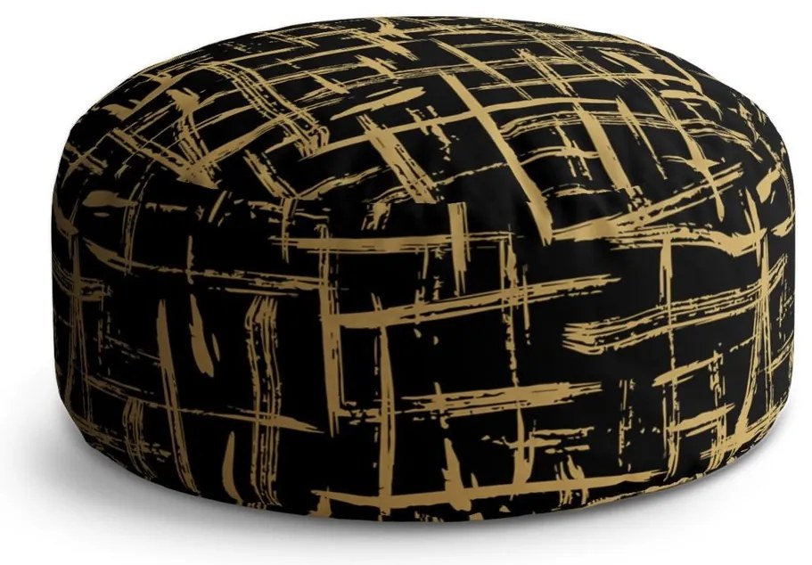 Taburet Circle zlaté maľovanie, čierna / zlatá