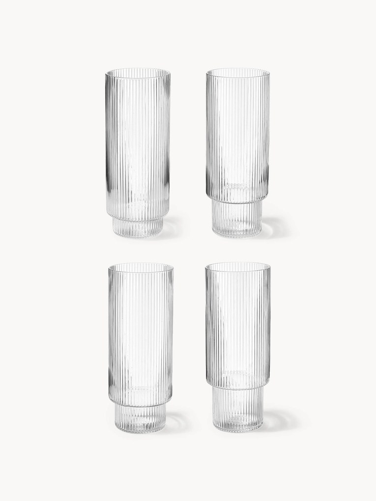 Ručne fúkané poháre na kokteily's reliéfnym vzorom Ripple, 4 ks, 300 ml