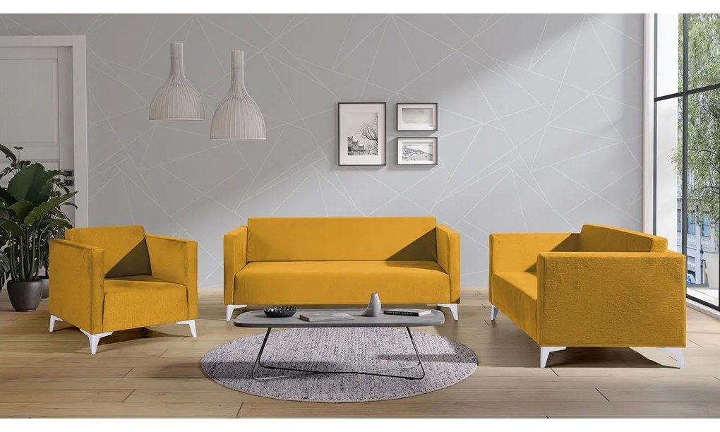 Sedacia súprava Denim 3+2+1, Dostupné poťahy: Solo 263, Farby nožičiek: dub