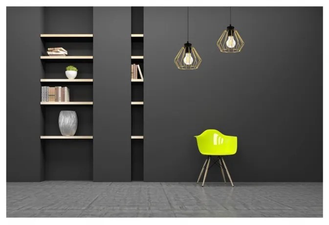Priemyselná kovová závesná lampa so zlatými odtieňmi