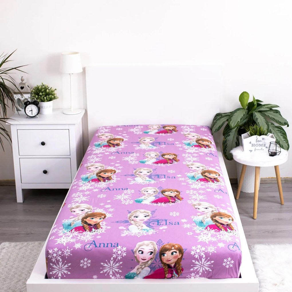 Jerry Fabrics Bavlnené napínacia prestieradlo 90x200 + 25 cm - Frozen "Duo sisters 02"