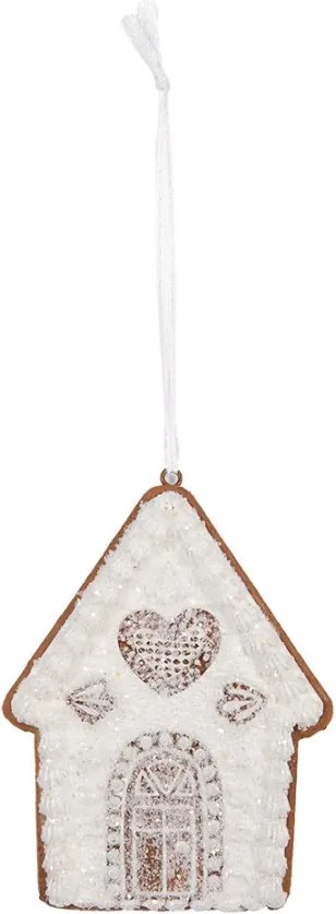 Závesná dekorácia zasnežená perníková chalúpka Frosted Ginger - 8*1*10 cm