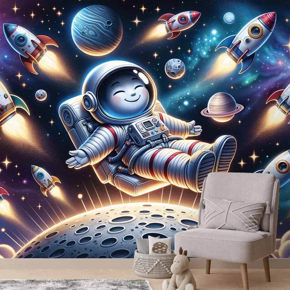 Fototapeta veselý astronaut medzi raketami