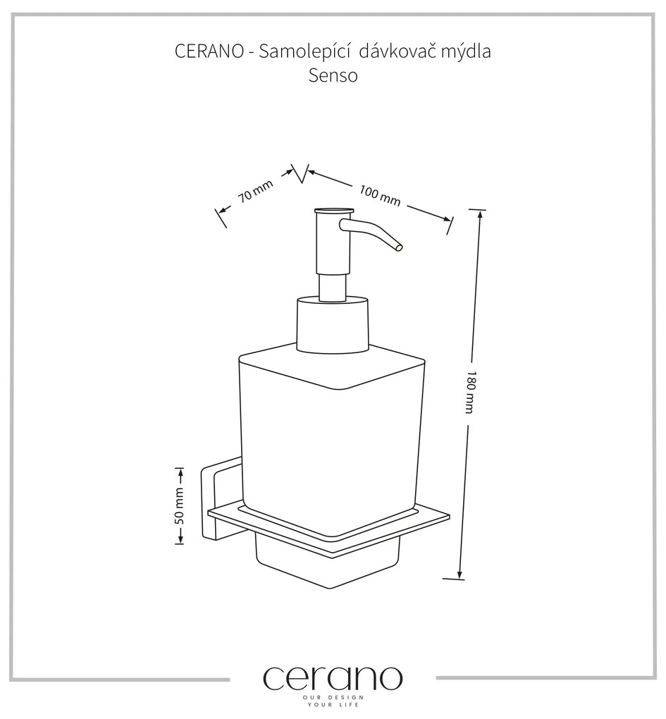 CERANO - Samolepiaci dávkovač mydla Senso - chróm, mliečne sklo, CER-CER-479950