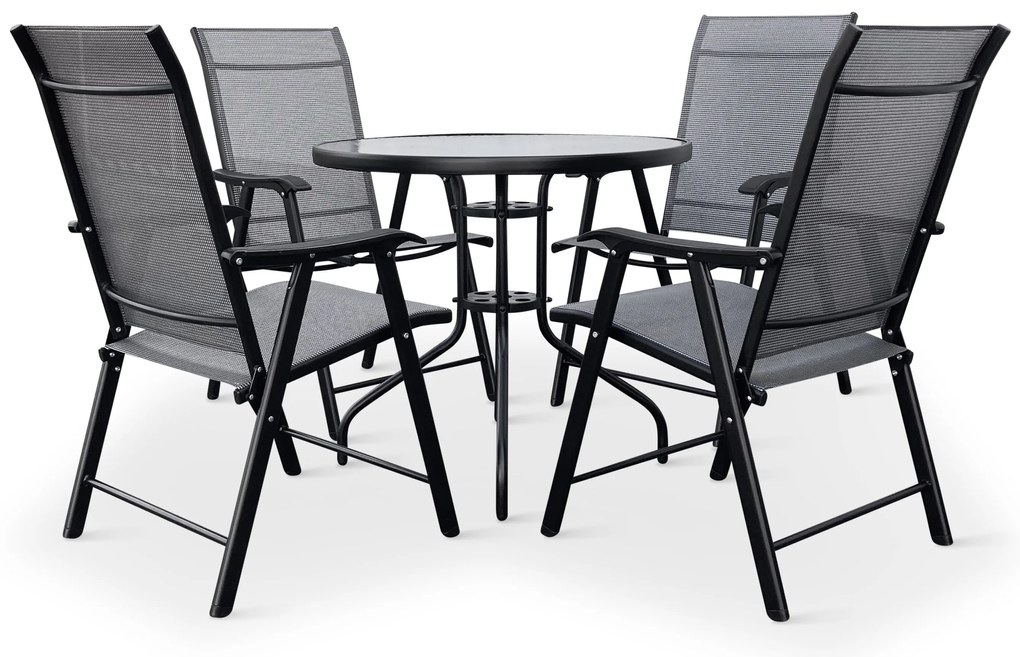 Záhradný jedálenský set Capri 80 cm + 4x kovová stolička Solano