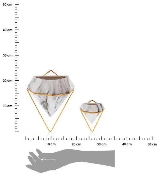 SADA 2x Nástenný kvetináč SEMELA 23x20 cm zlatá