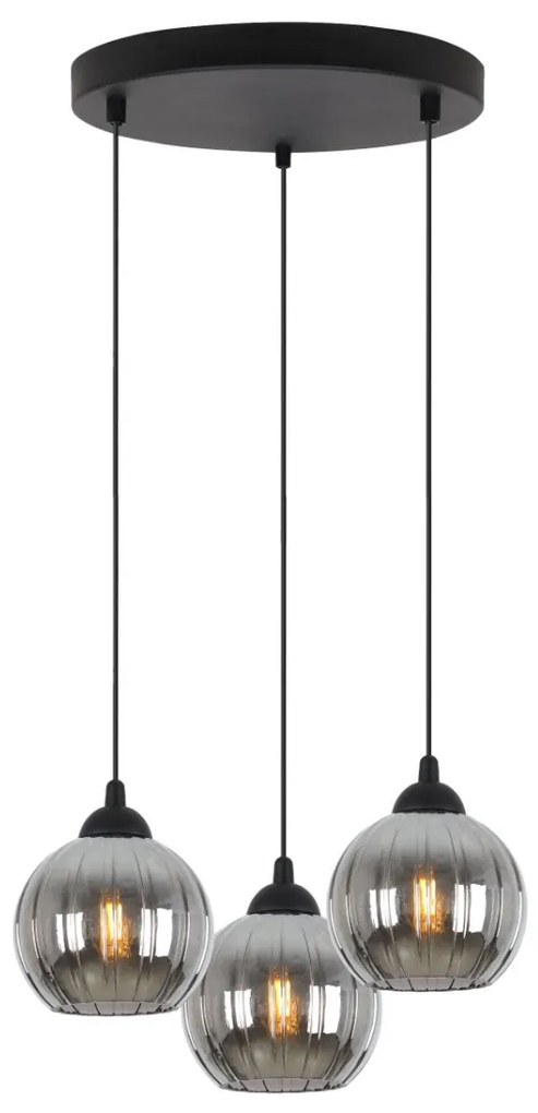 Závesné svietidlo Costa, 3x grafitové sklenené tienidlo, b, o