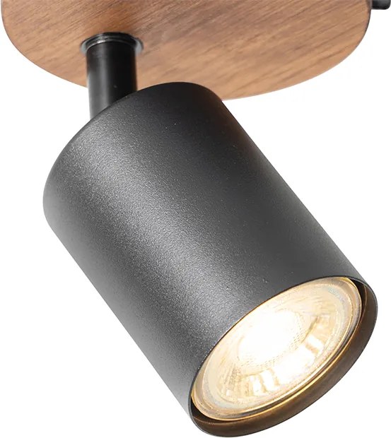 Priemyselný reflektor čierny s drevom naklápateľný - Jeana