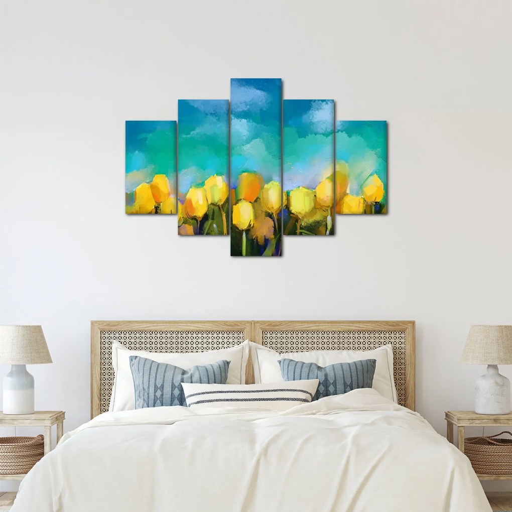 Obraz žltých tulipánov (150x105 cm)