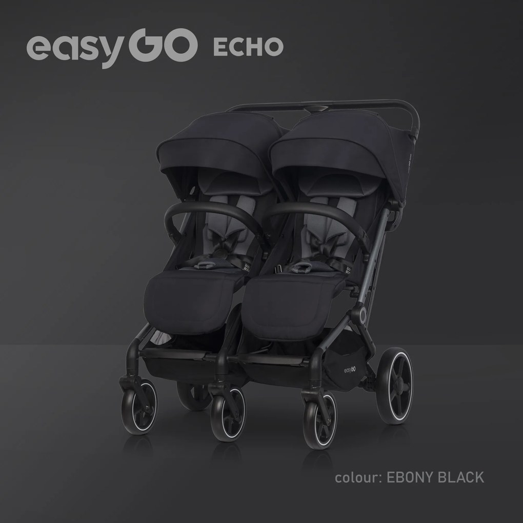 Súrodenecký kočík EasyGo Echo Ebony Black