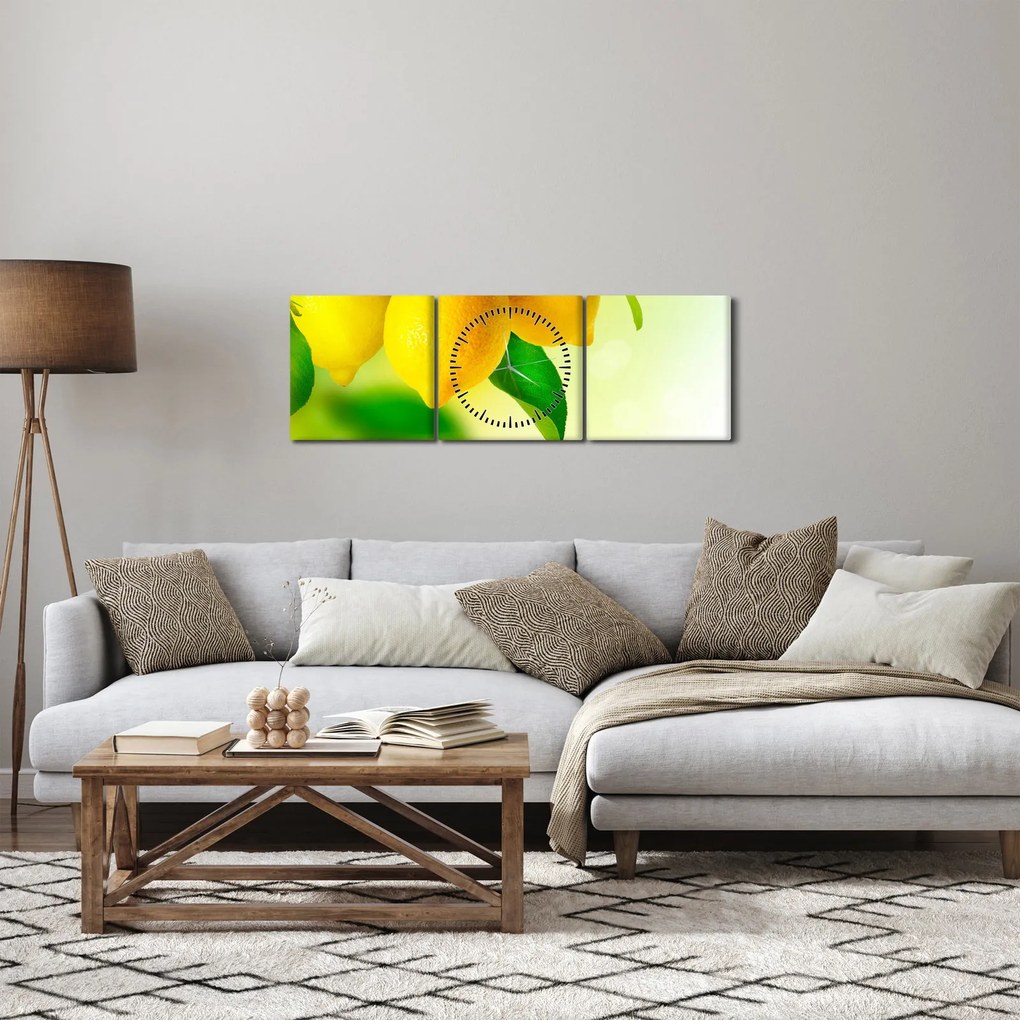 Obraz citrónov (s hodinami) (90x30 cm)