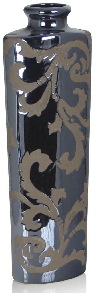 ARTEHOME Vysoká váza zrkadlová sivá lesklá s vetvičkami 40 cm