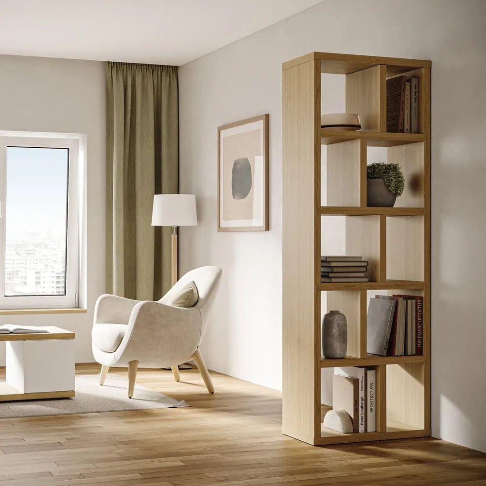 Knižnica v dekore duba v prírodnej farbe 70x198 cm Berlin – TemaHome