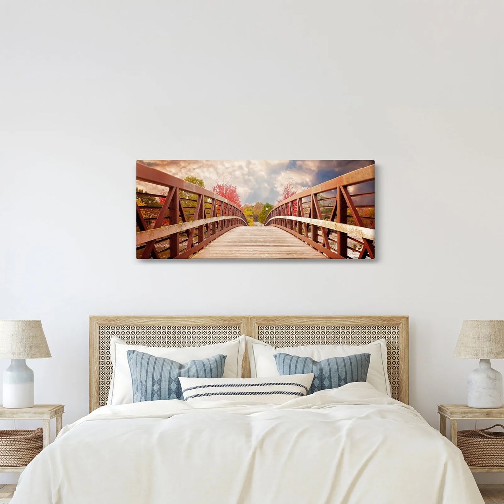 Obraz - drevený most (120x50 cm)