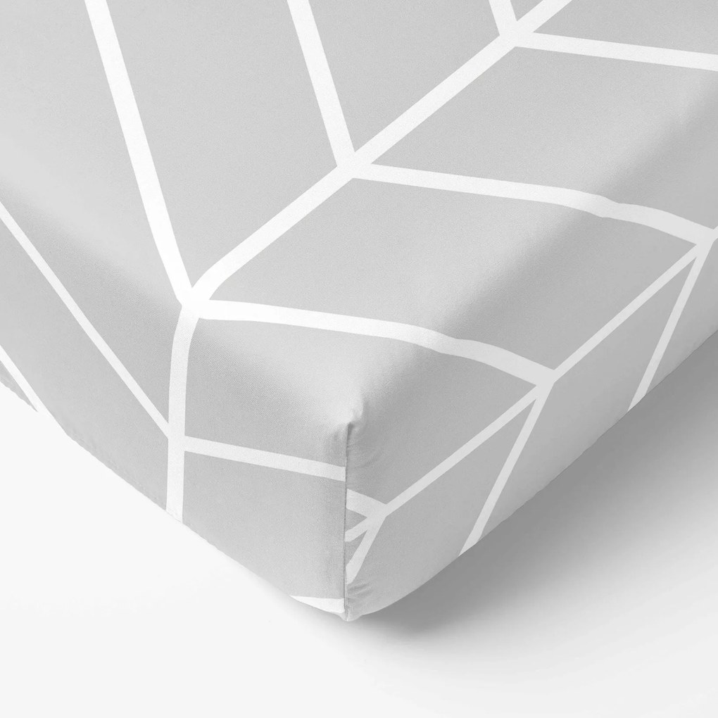 Goldea bavlnená napínacia plachta - biely cikcak na sivom 180 x 200 cm