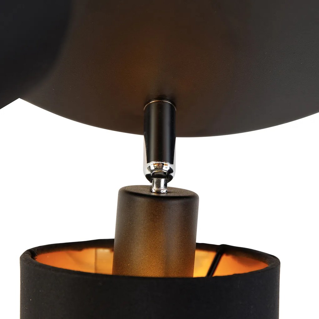 Moderné bodové svetlo čierne so zlatým vnútrom 3-svetlo - Lofty