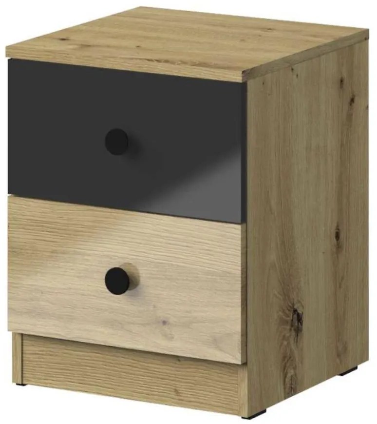 Nočný stolík Nero 09 Čierna Lesk