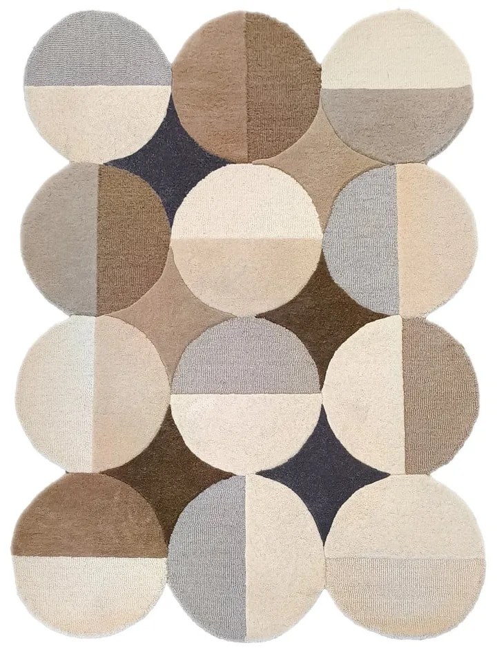 Sivobéžový ručne tkaný vlnený koberec 160x230 cm Mia Ellipse – Flair Rugs