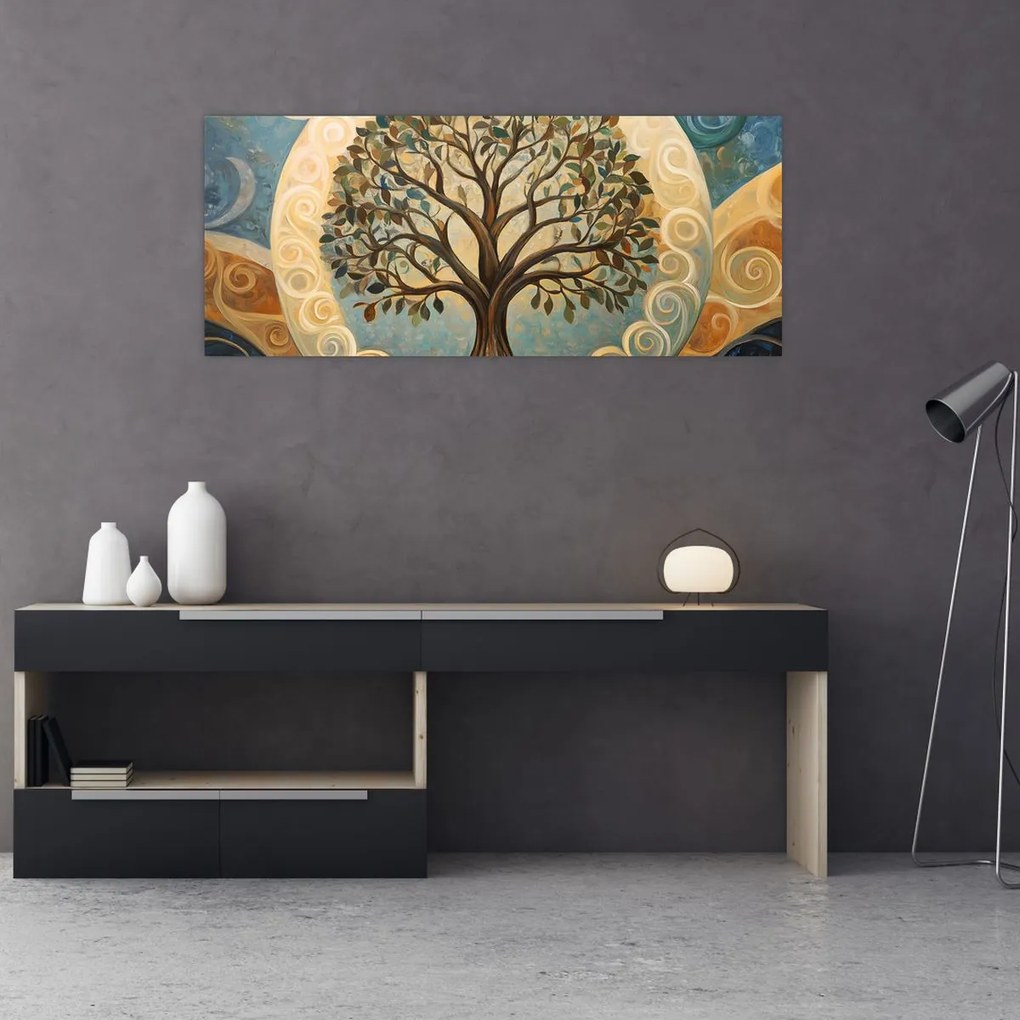 Obraz – Strom života a špirály (120x50 cm)