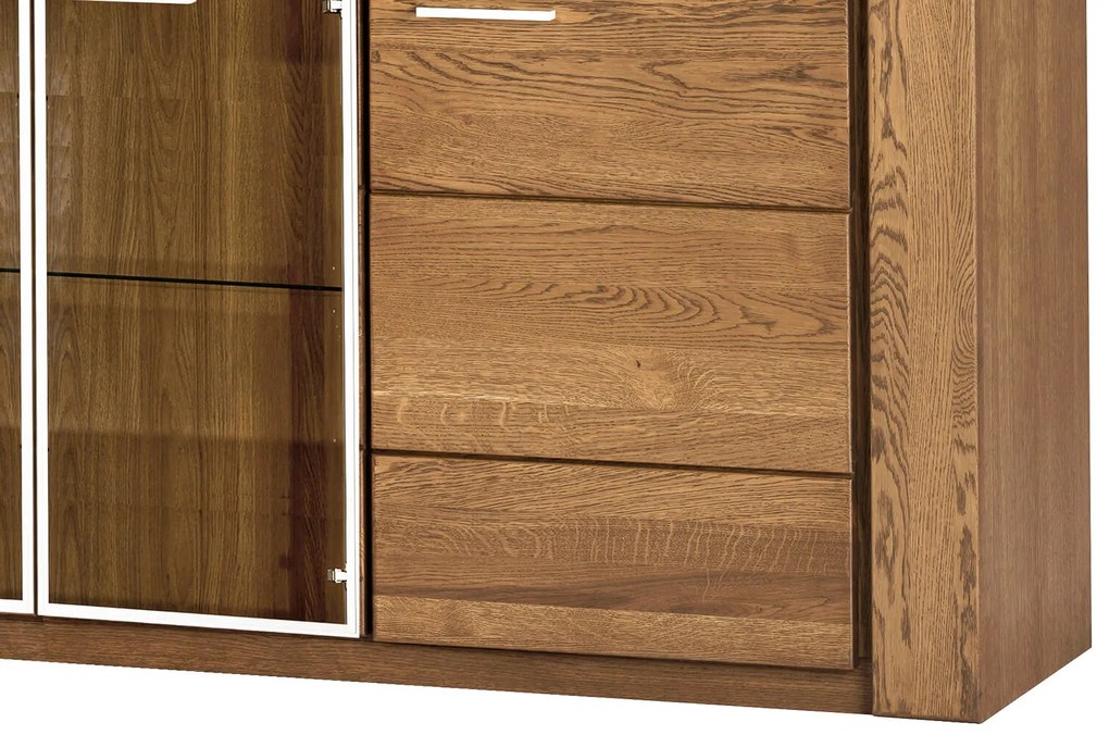 Komoda Velvet II 49 201 cm z masivu s LED osvětlením dub Rustikal