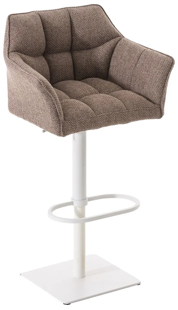 Barová stolička Damas W1 - látka, biely rám - Sivo-hnedá (Taupe)