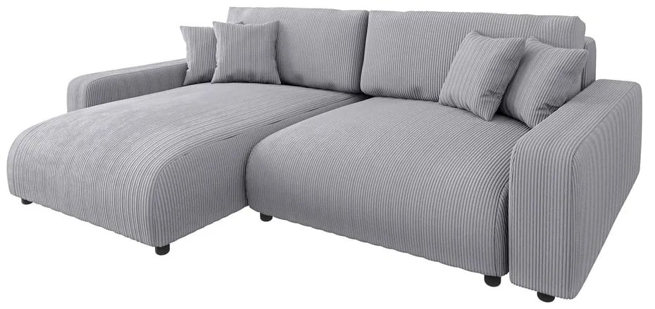 Svetlosivá menčestrová rozkladacia rohová pohovka (variabilná) Sara – Ropez