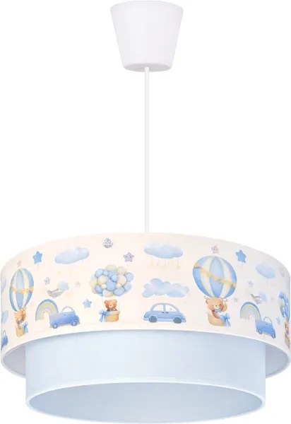 Brilagi-LED Detský luster na lanku BOBO 1xE27/60W/230V pr.40 cm krém./modrá/medvedík