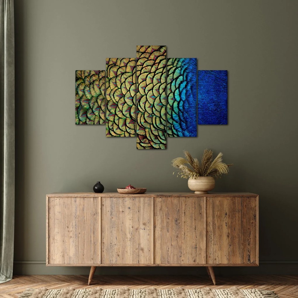 Obraz - Pávie perie (150x105 cm)