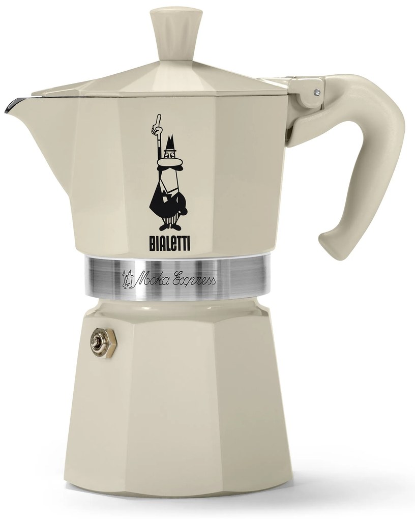 Kávovar na moka kávu Bialetti Moka Express, 190 ml, krémový