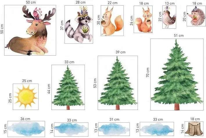 domtextilu.sk Krásna nálepka na stenu XXL lesné zvieratká 42046