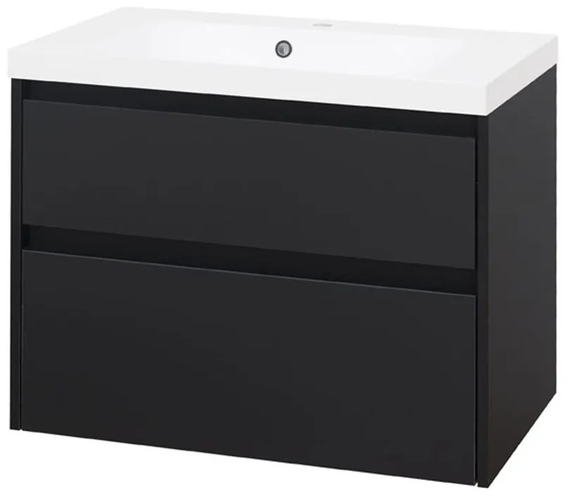 Mereo Mereo, Opto, kúpeľňová skrinka s umývadlom z liatého mramoru, 81 cm, biela, dub, biela/dub, čierna, MER-CN941M