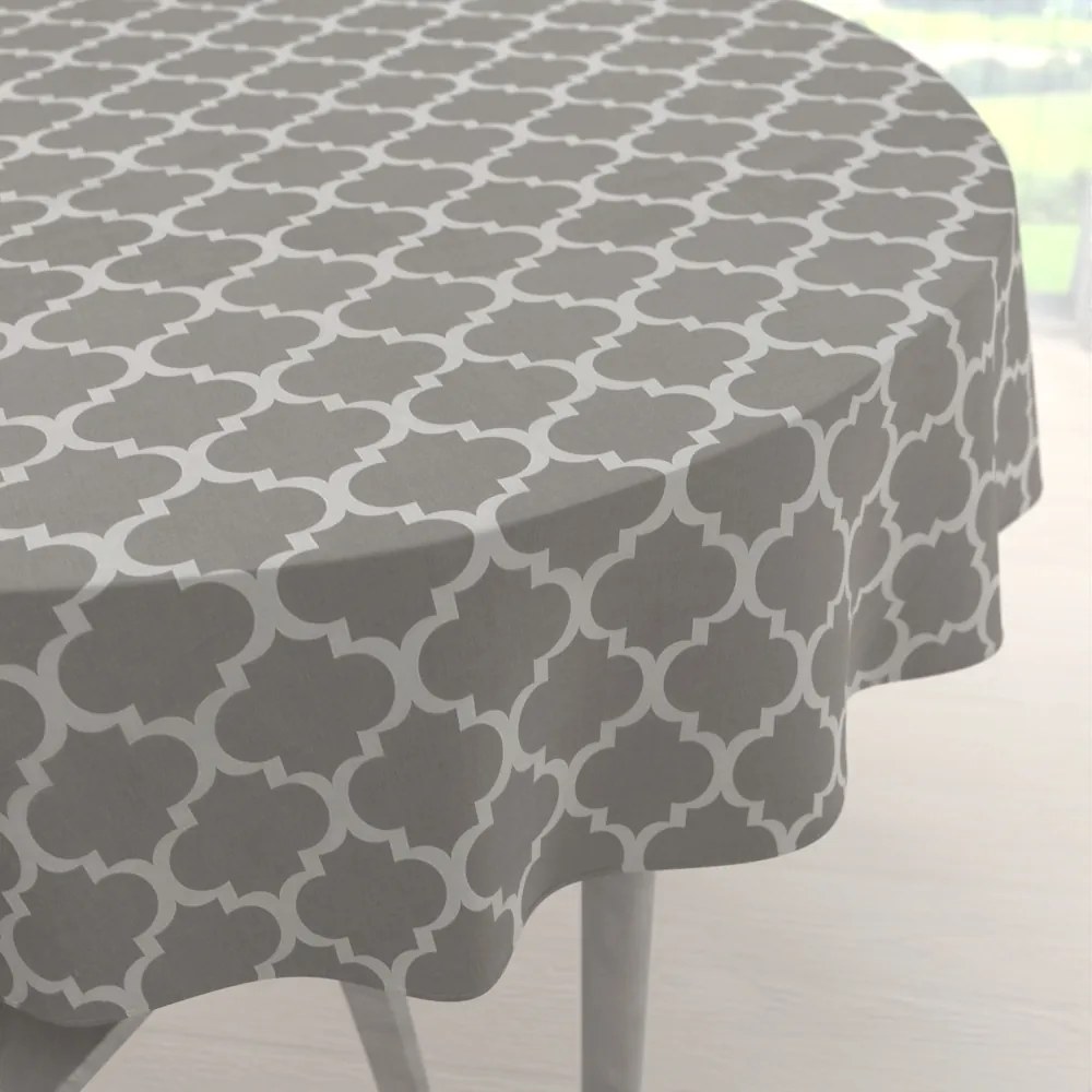 Biante Bavlnený okrúhly obrus Sandra SA-188 Sivé Maroko Ø 130 cm