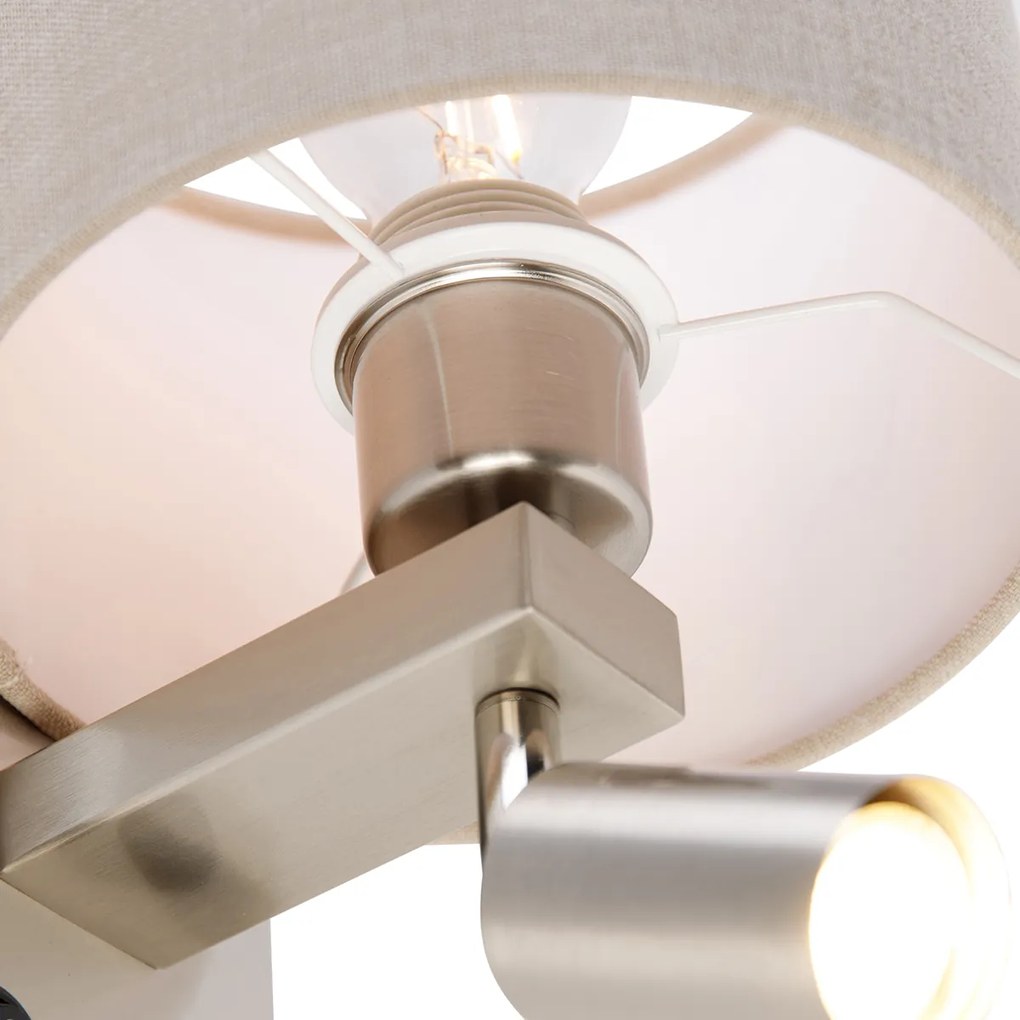 Nástenná lampa z ocele so svetlom na čítanie a tienidlom 18 cm svetlohnedá - Brescia