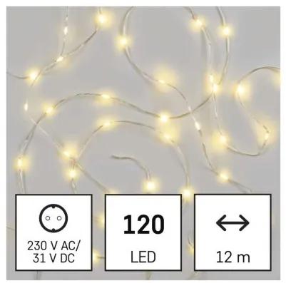 LED vánoční řetěz Dropi s časovačem 12 m teplá bílá