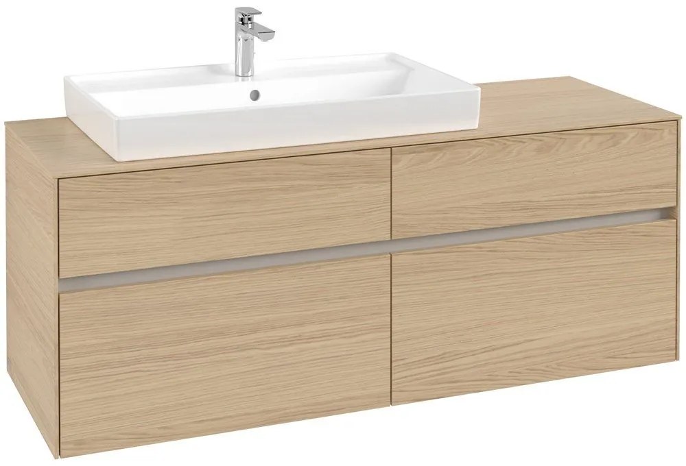 VILLEROY &amp; BOCH Collaro závesná skrinka pod umývadlo na dosku (umývadlo vľavo), 4 zásuvky, 1400 x 500 x 548 mm, Nordic Oak, C08900VJ