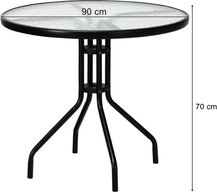 Záhradný set TREGO ISLAND - 4 stoličky a okrúhly stôl ø 90 cm, antracitová