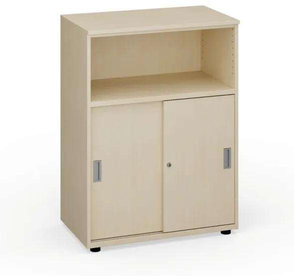 Kancelárska skriňa kombinovaná PRIMO Classic, zasúvacie dvere, 1087x800x420 mm, breza