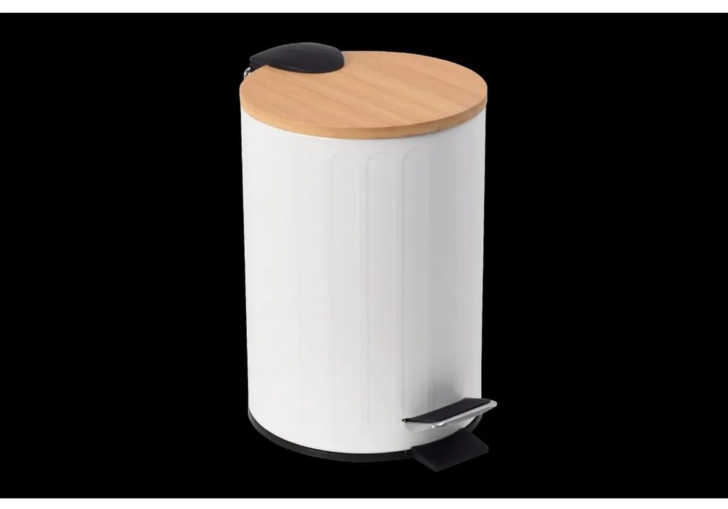 BISK Erga Rado, odpadkový kôš guľatý 3l z nerezovej ocele, biela-hnedá, ERG-08422