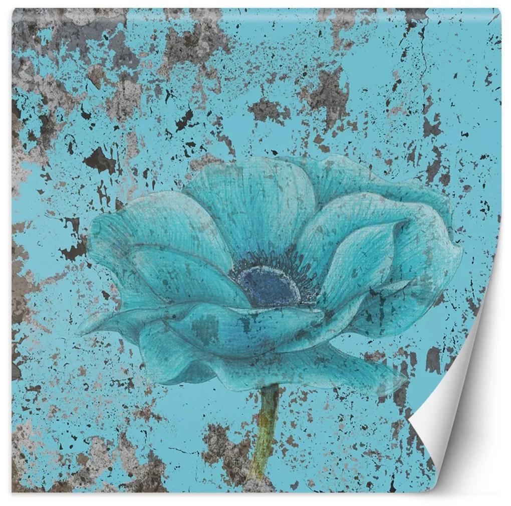 Fototapeta, Tyrkysové květiny Textura Vintage - 200x200 cm