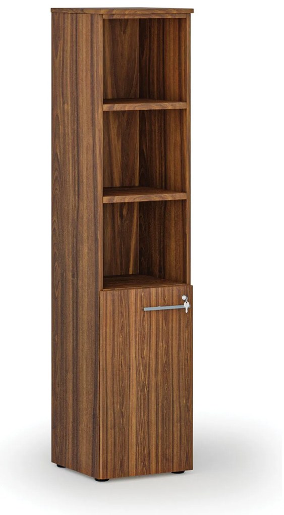 Kombinovaná kancelárska skriňa PRIMO WOOD, dvere na 2 poschodia, 400 x 420 x 1781 mm, orech