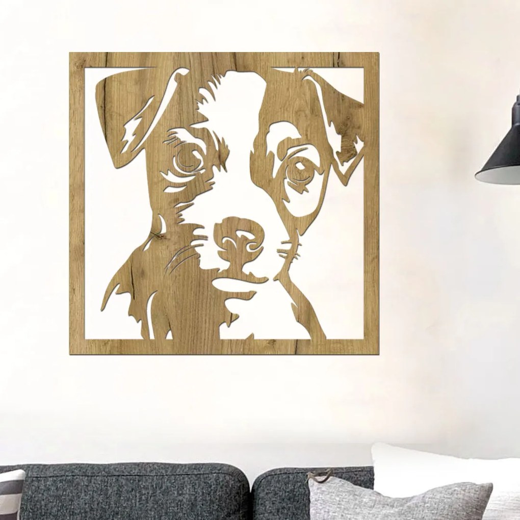 dřevo života Drevená dekorácia psíka Jack Russel teriér Rozmery - cm: 80x80, Zvoľte farbu dekoru: Buk