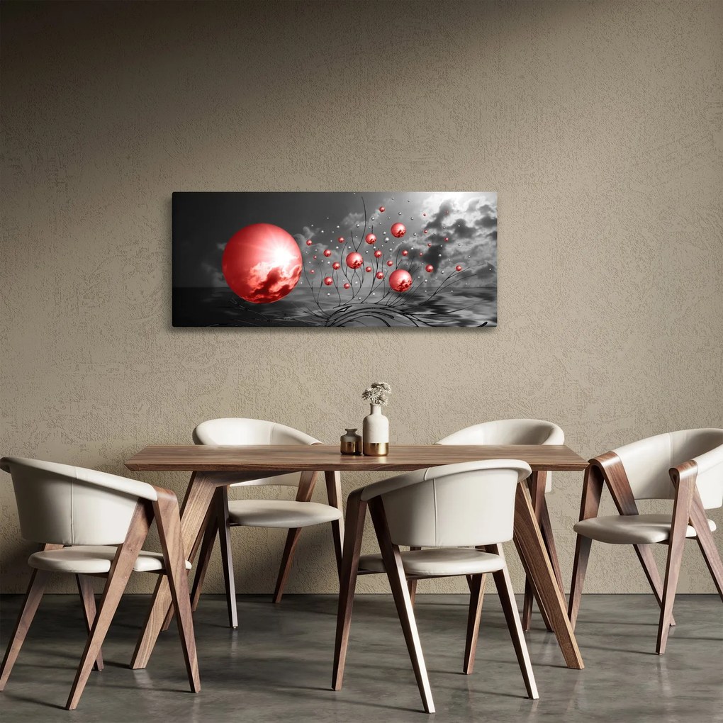 Obraz červených gulí (120x50 cm)