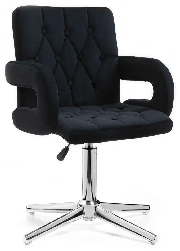 LuxuryForm DESIGN Stolička BOSTON VELUR na striebornom kríži - čierna