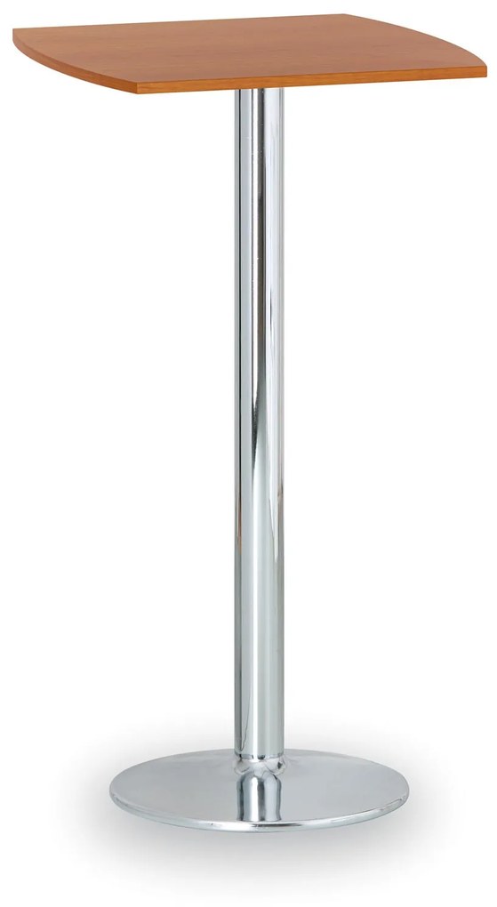 Koktailový stôl OLYMPO II, 660x660 mm, chrómovaná podnož, doska čerešňa